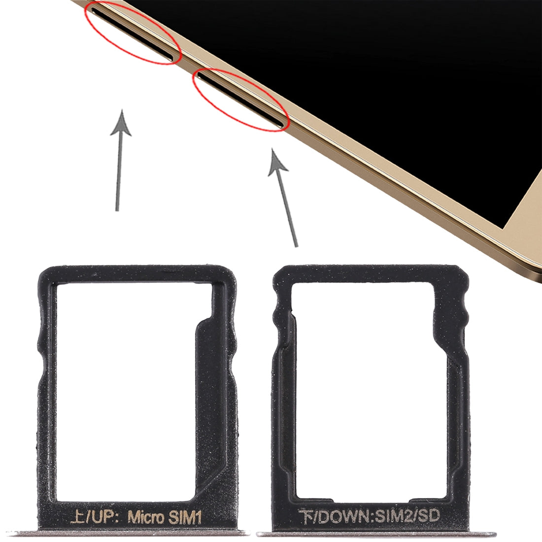 SIM Card Tray + SIM Card Tray / Micro SD Card for Huawei Enjoy 5s (Gold)