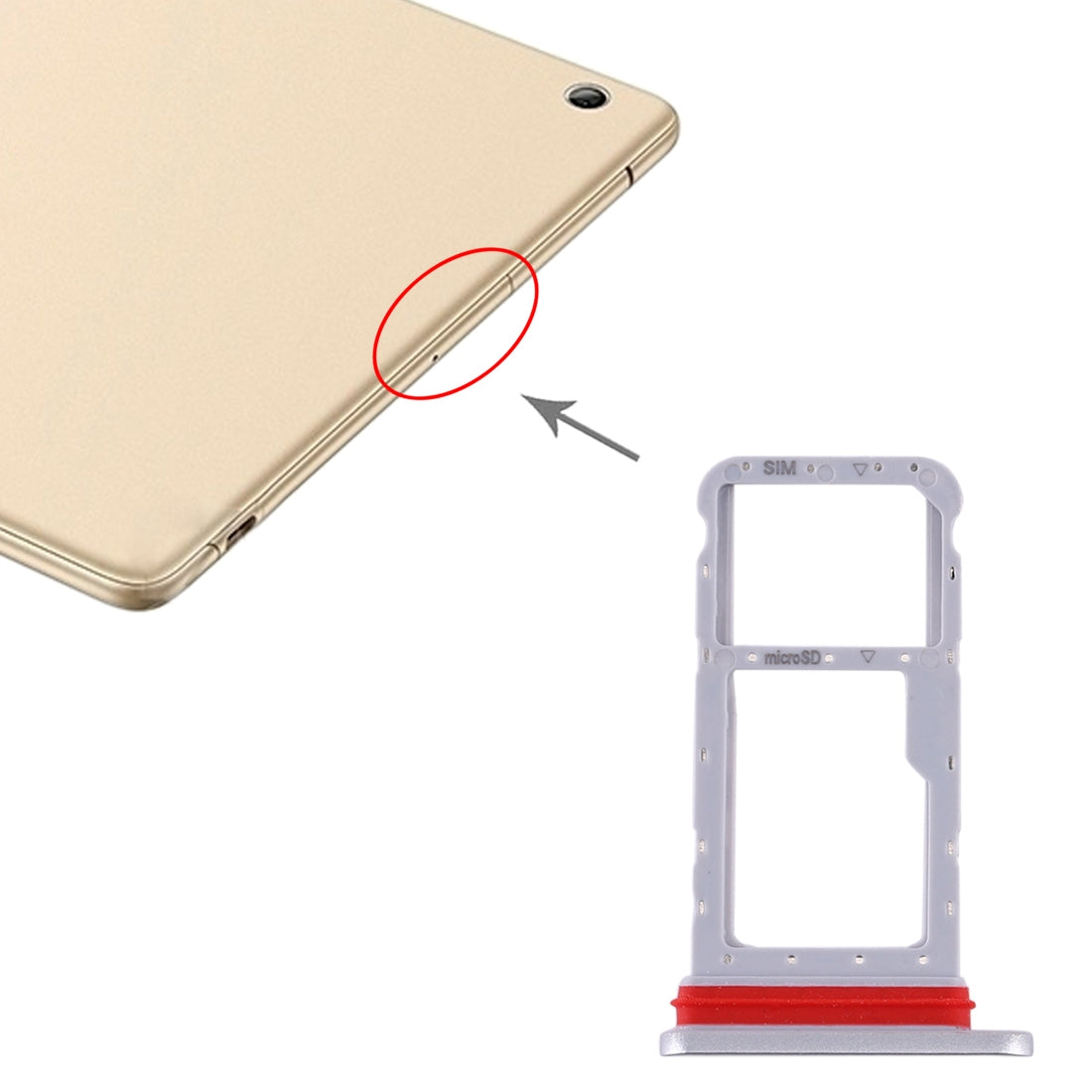 SIM Card Tray + Micro SD Card Tray for Huawei Honor Waterplay (Silver)