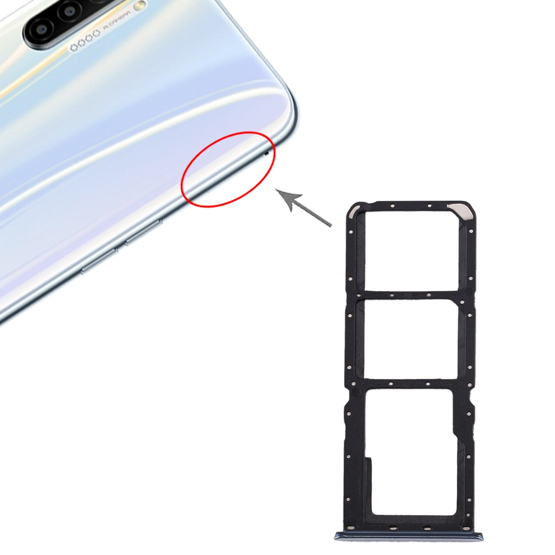 For Realme X2 SIM Card Tray + SIM Card Tray + Micro SD Card Tray (Silver)