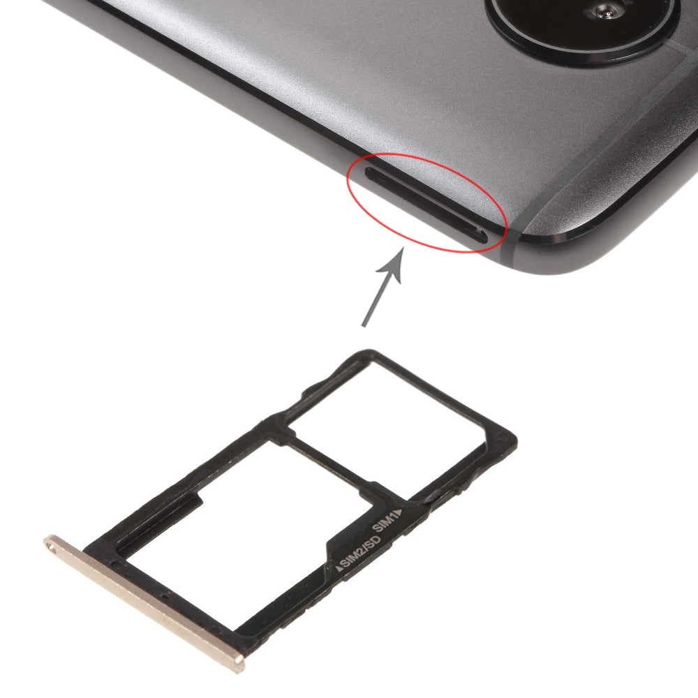 SIM Card Tray + SIM Card Tray / Micro SD Card Tray for Motorola Moto G5S(Gold)