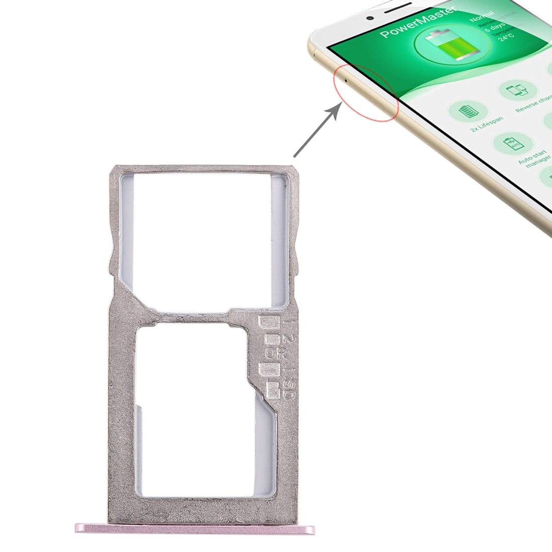 SIM Card Tray + Micro SD Card Tray for Asus Zenfone 3 Max ZC553KL(Pink)