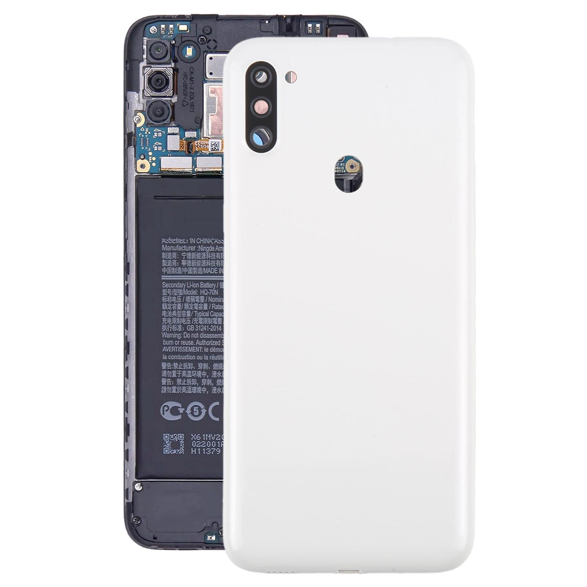 For Samsung Galaxy A11 SM-A115F Battery Back Cover with Camera Lens Frame(White)