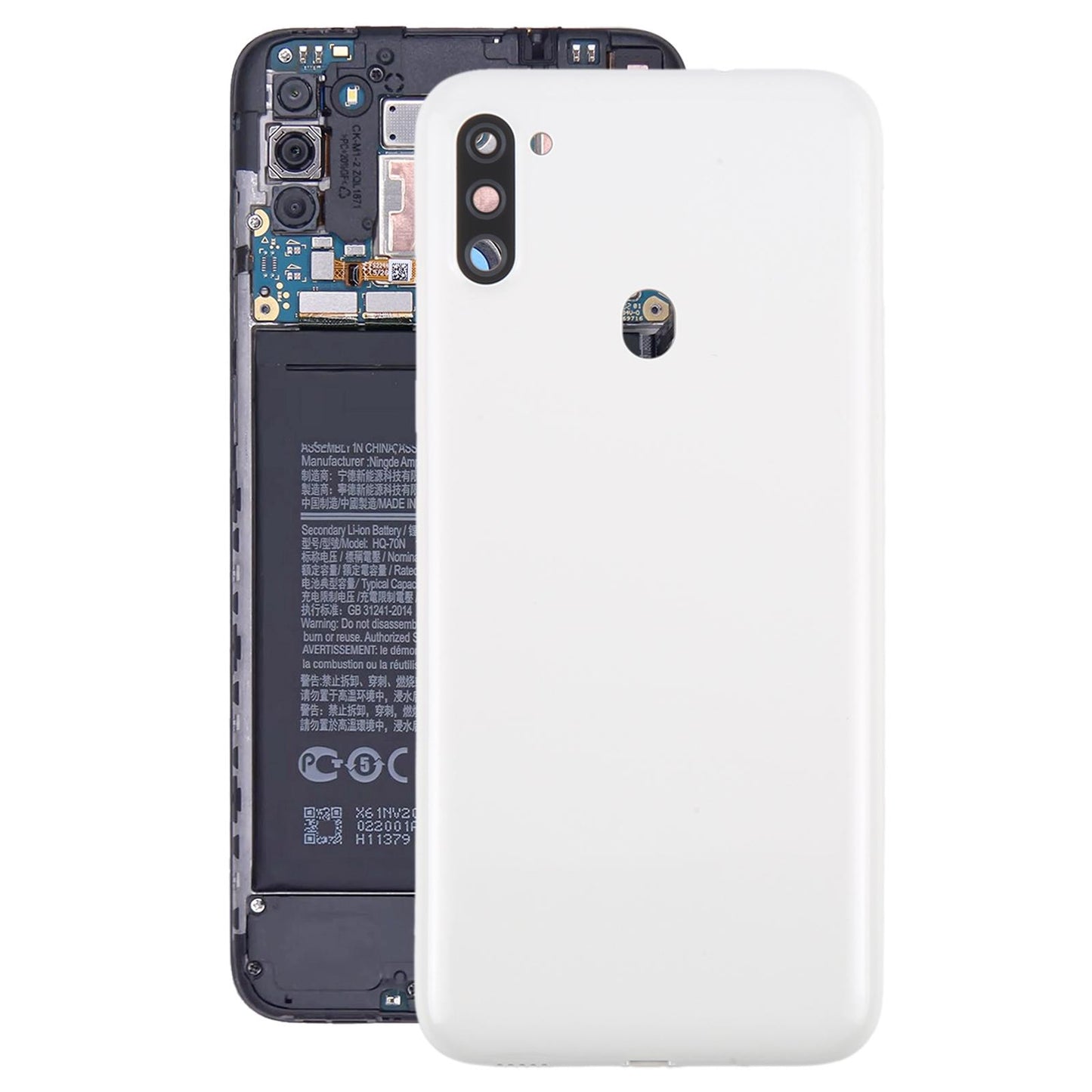 For Samsung Galaxy A11 SM-A115F Battery Back Cover with Camera Lens Frame(White)