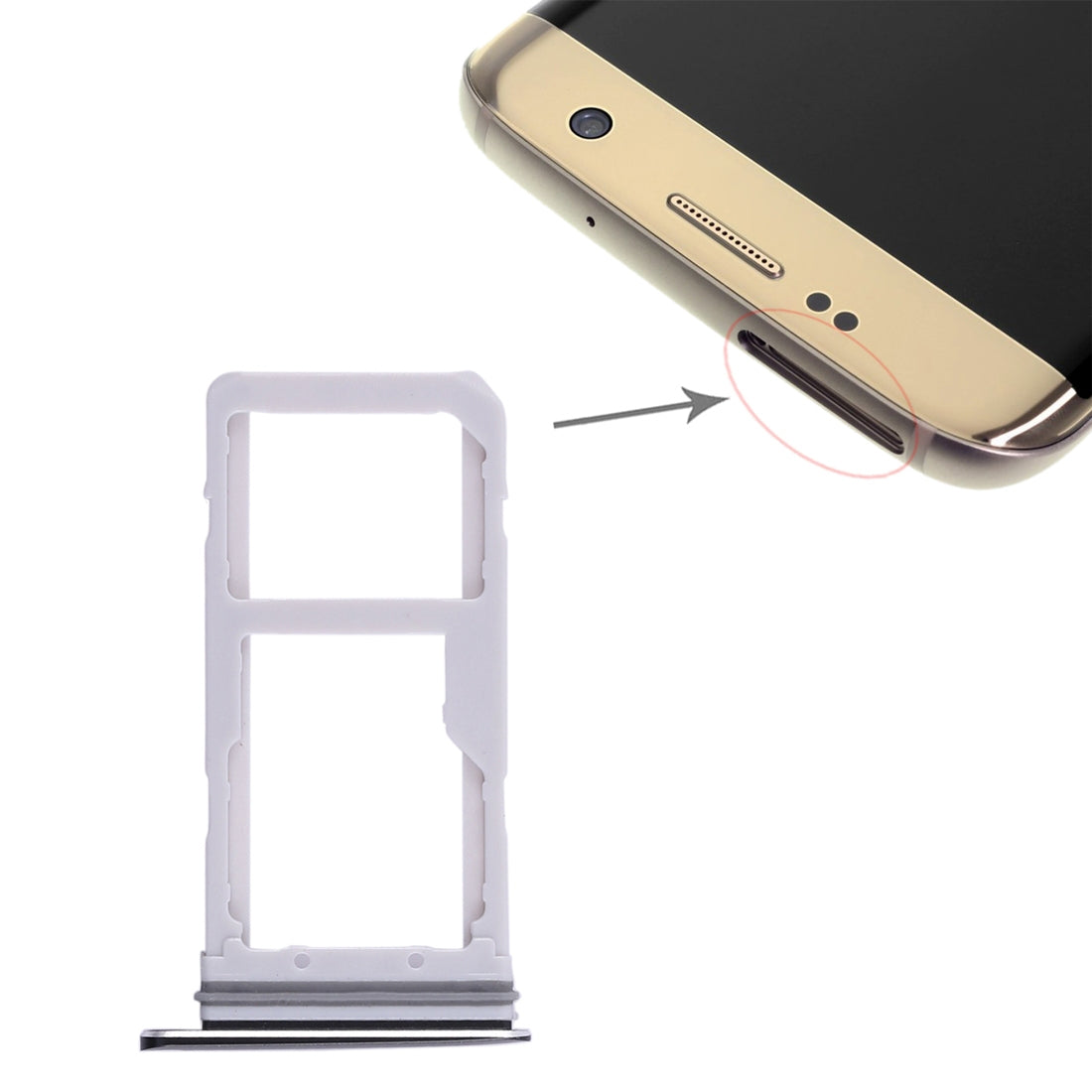 For Galaxy S7 Edge 2 SIM Card Tray / Micro SD Card Tray (Black)