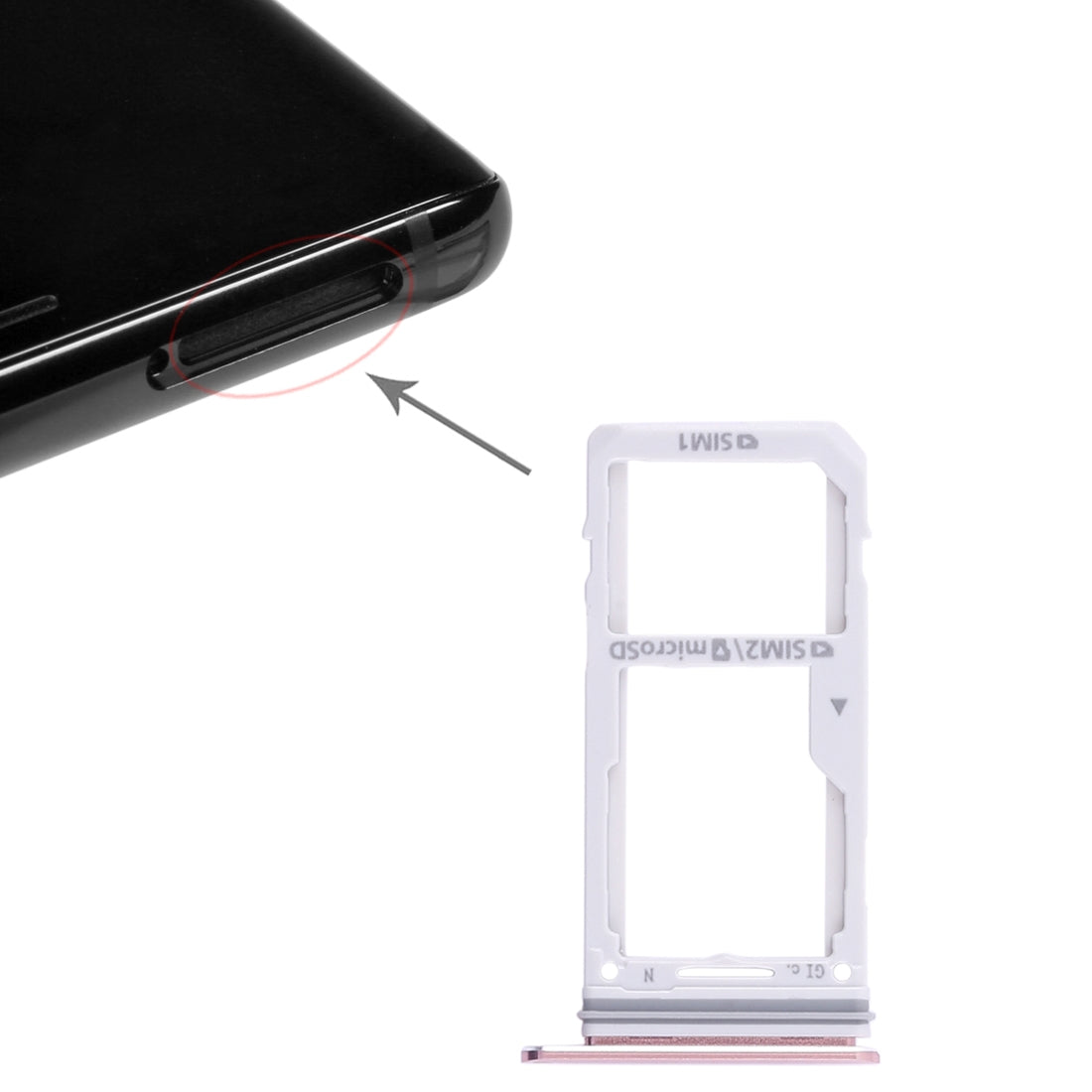 For Galaxy Note 8 2 SIM Card Tray / Micro SD Card Tray (Pink)