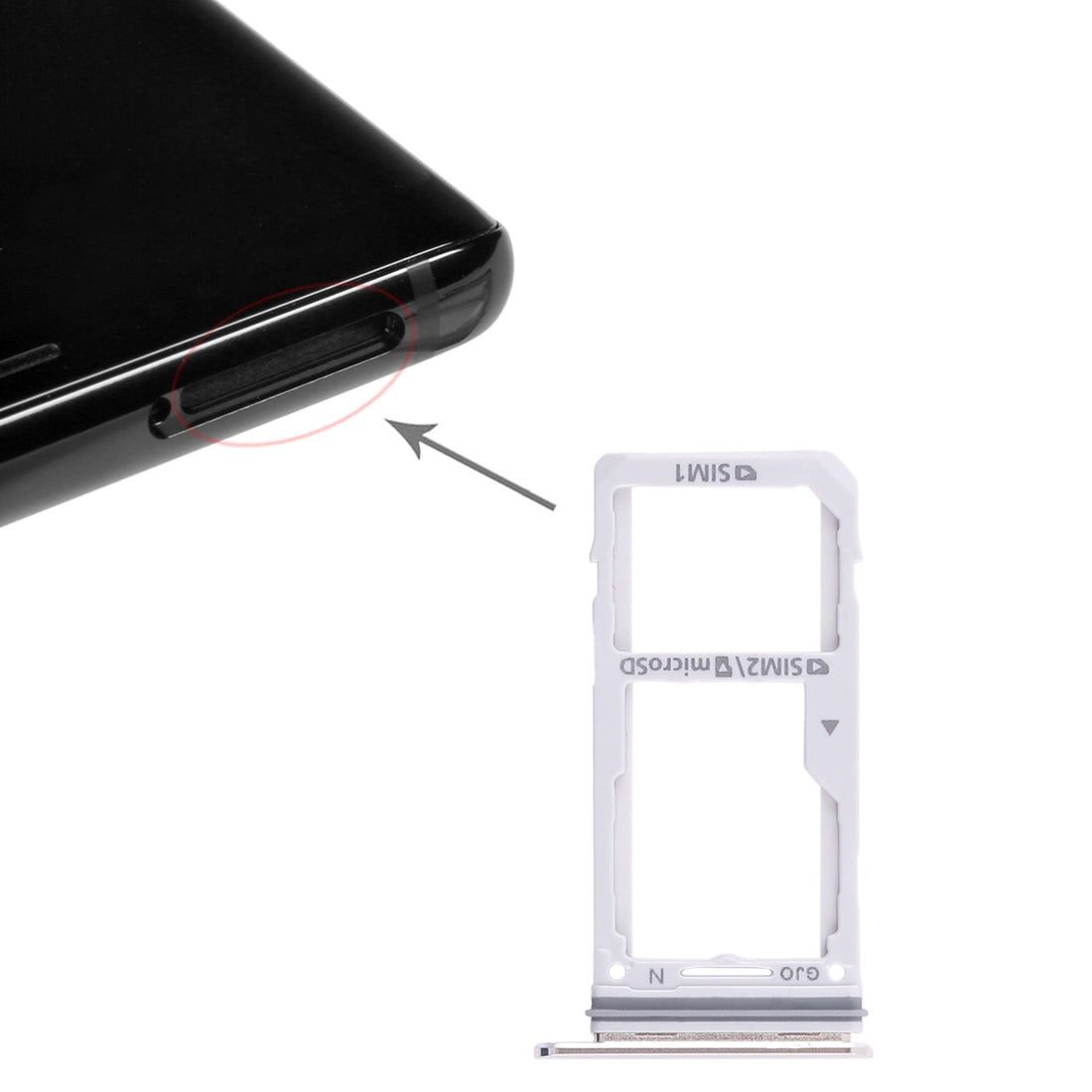 For Galaxy Note 8 2 SIM Card Tray / Micro SD Card Tray (Gold)