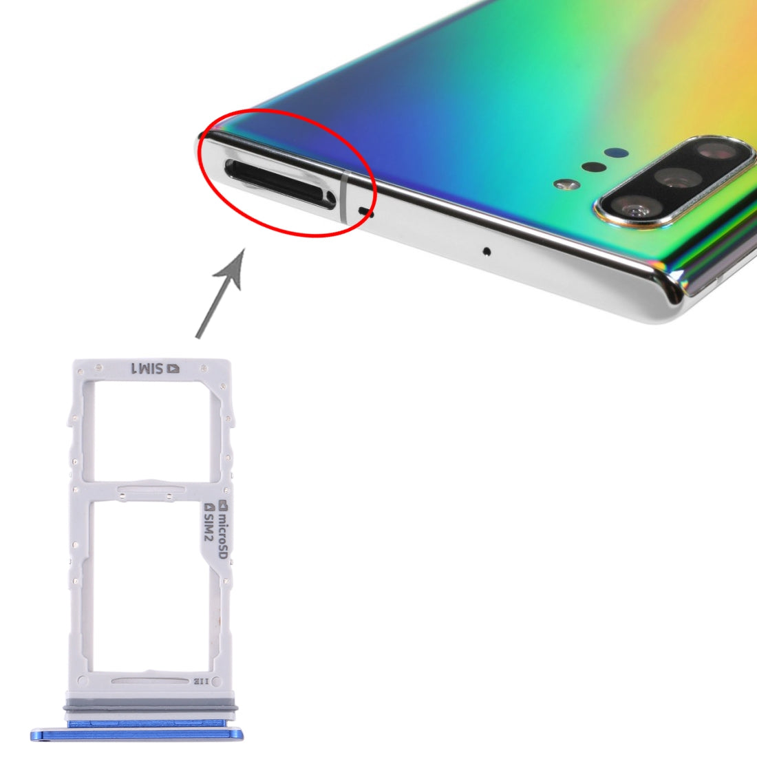 For Samsung Galaxy Note10+ SIM Card Tray + SIM Card Tray / Micro SD Card Tray (Blue)