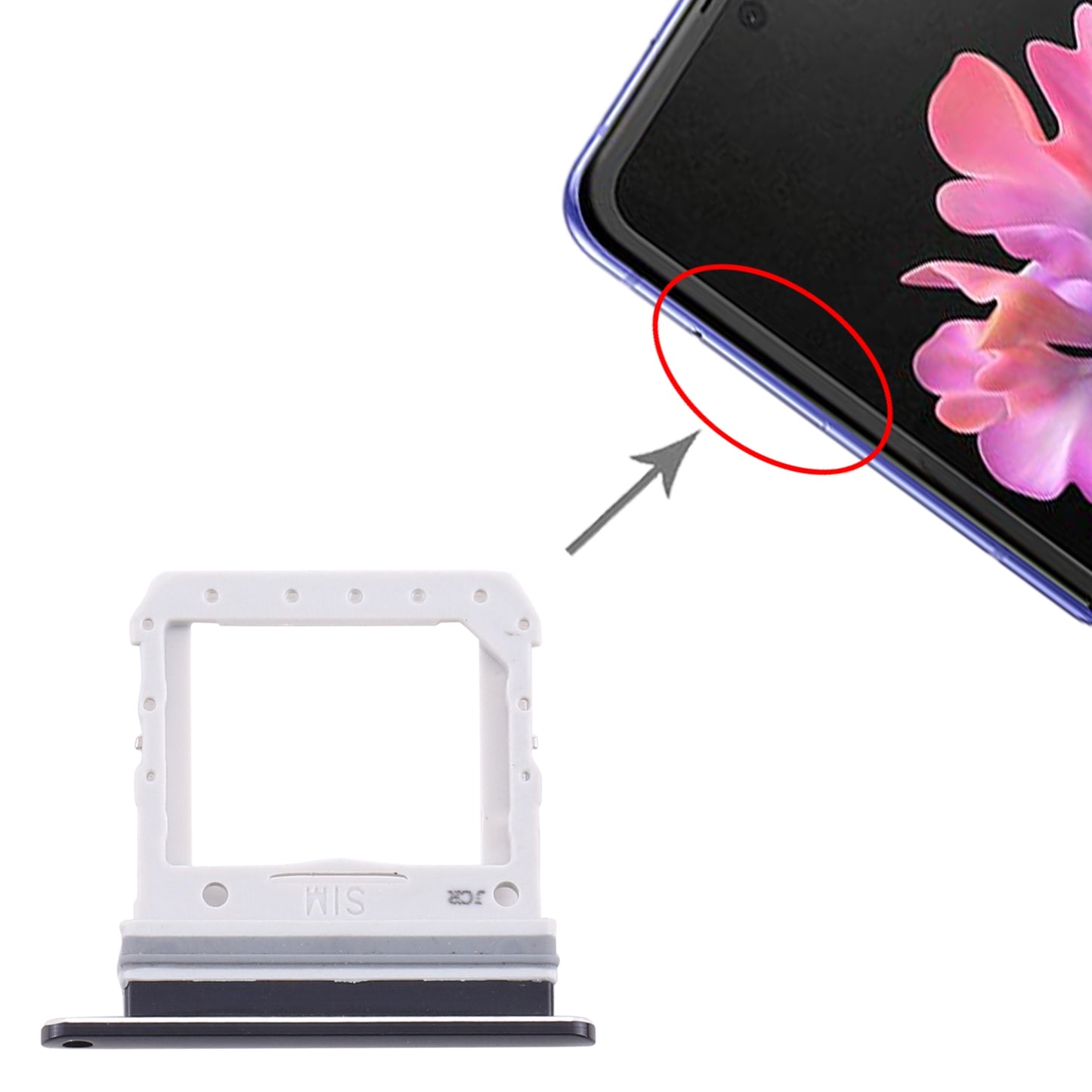 For Samsung Galaxy Z Flip SM-F700 SIM Card Tray (Black)
