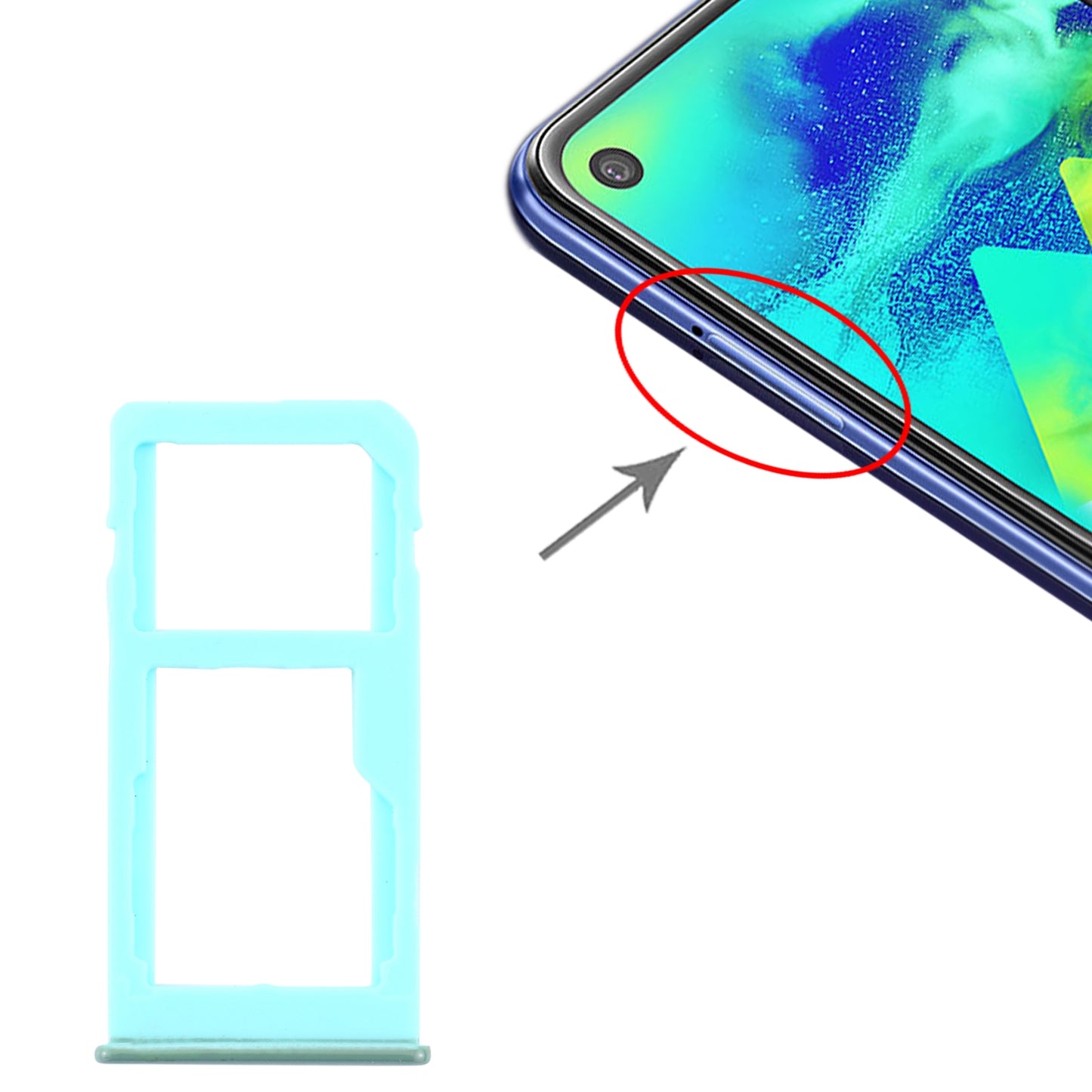 For Samsung Galaxy M40 SM-M405 SIM Card Tray + SIM Card Tray / Micro SD Card Tray (Baby Blue)