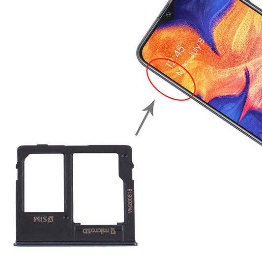 For Samsung Galaxy A10e SIM Card Tray + Micro SD Card Tray (Black)