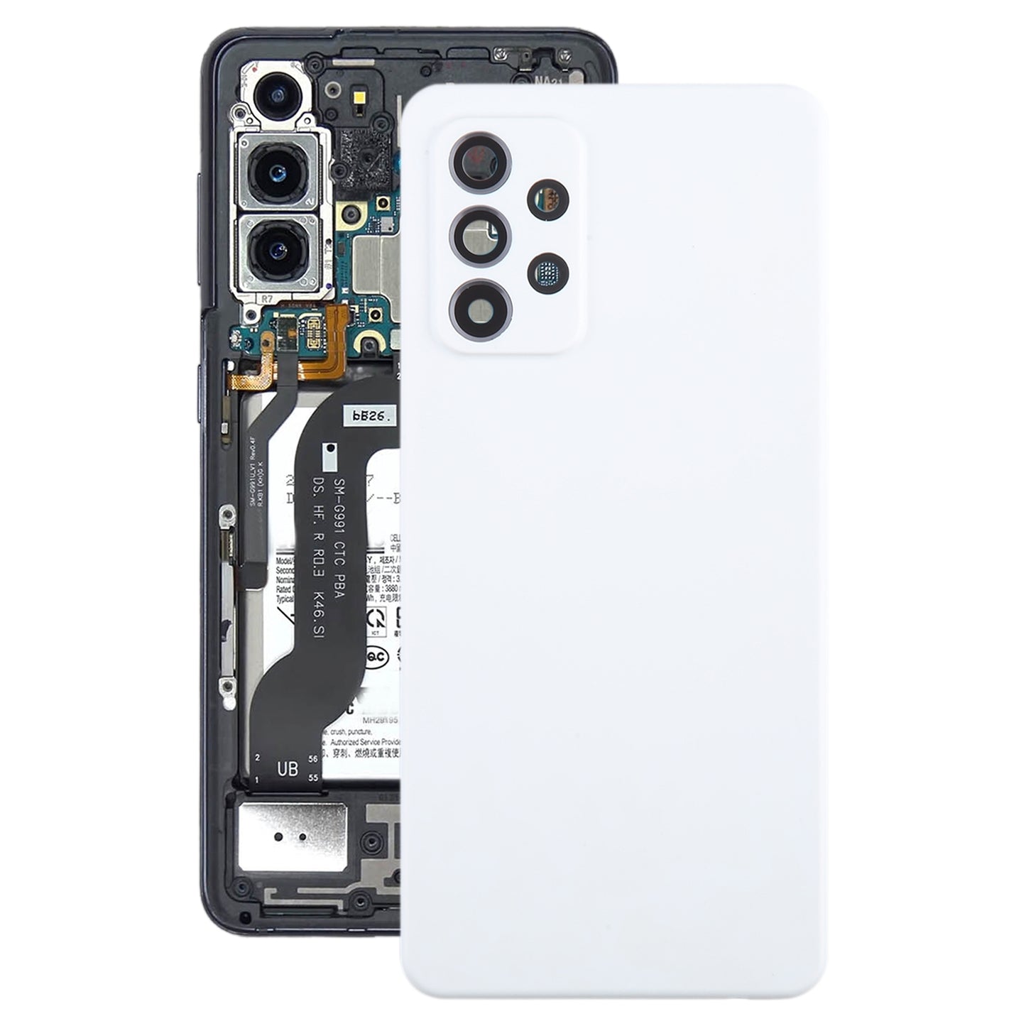 For Samsung Galaxy A52 5G / A52 4G Battery Back Cover with Camera Lens Frame(White)