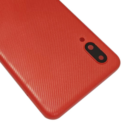 For Samsung Galaxy A02 Battery Back Cover with Camera Lens Frame (Red)