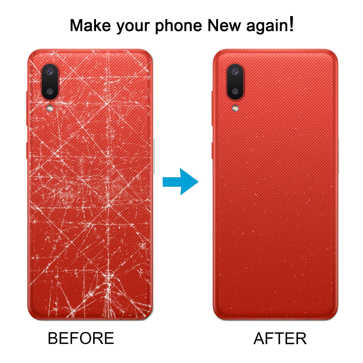 For Samsung Galaxy A02 Battery Back Cover with Camera Lens Frame (Red)