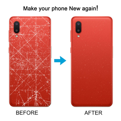 For Samsung Galaxy A02 Battery Back Cover with Camera Lens Frame (Red)