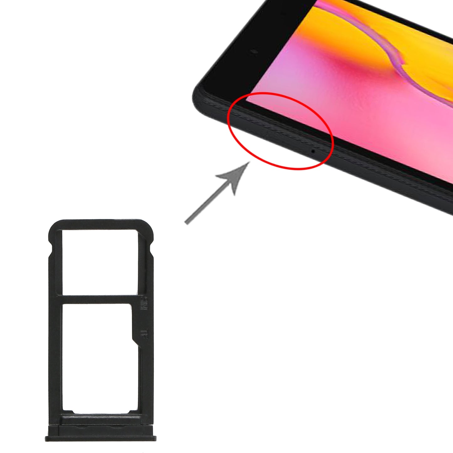 For Samsung Galaxy Tab A 8.0 2019 SM-T295 SIM Card Tray + Micro SD Card Tray (Black)