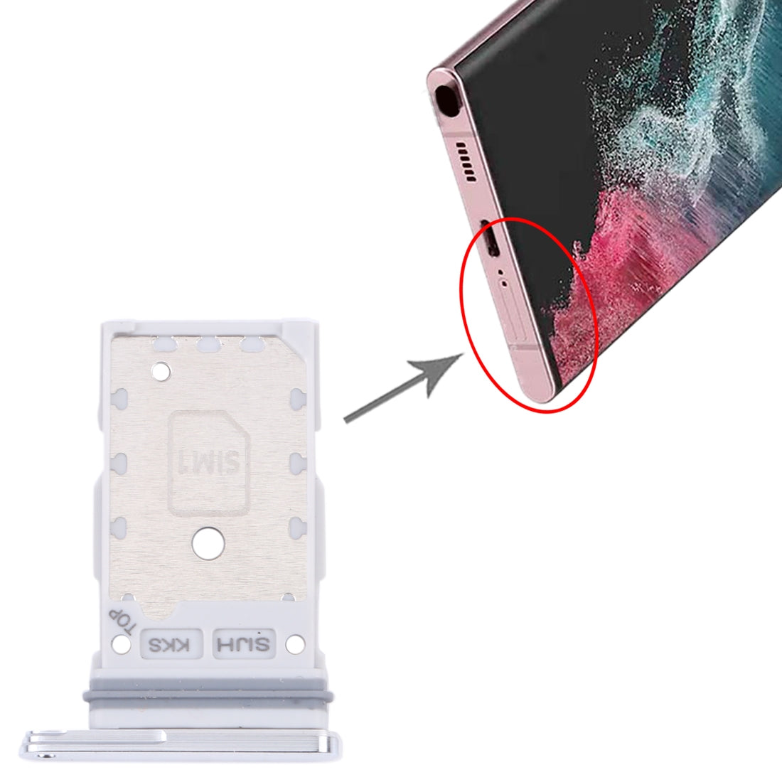 For Samsung Galaxy S22 Ultra 5G SM-S908B Original SIM Card Tray + SIM Card Tray (White)