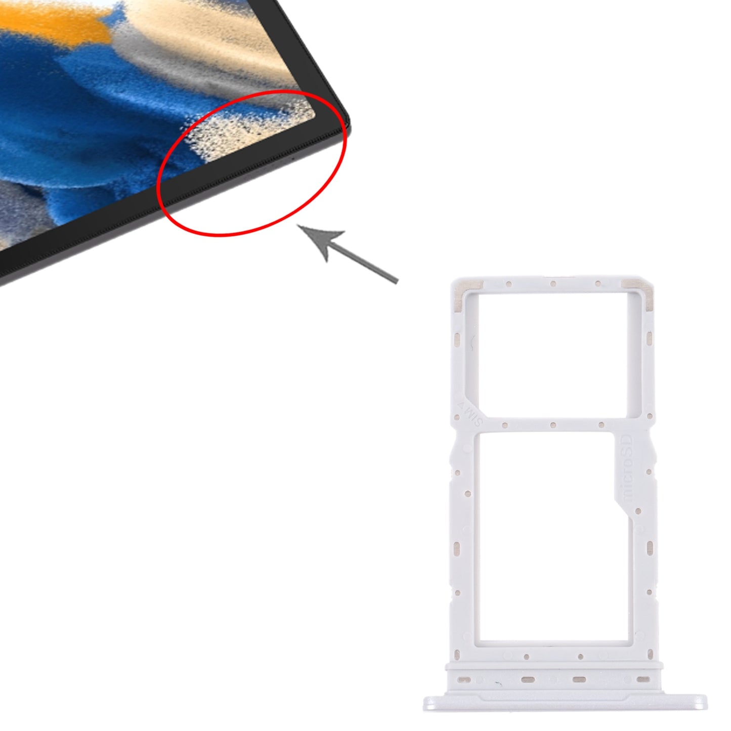 For Samsung Galaxy Tab A8 10.5 2021 SM-X200/X205 SIM Card Tray + SIM Card Tray / Micro SD Card Tray (White)