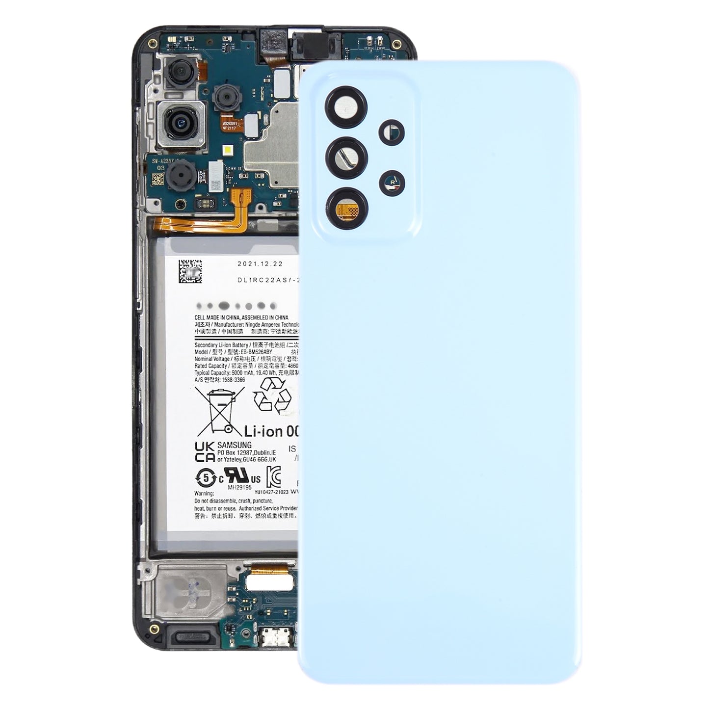 For Samsung Galaxy A23 5G SM-A236A Original Battery Back Cover with Camera Lens Frame(Blue)