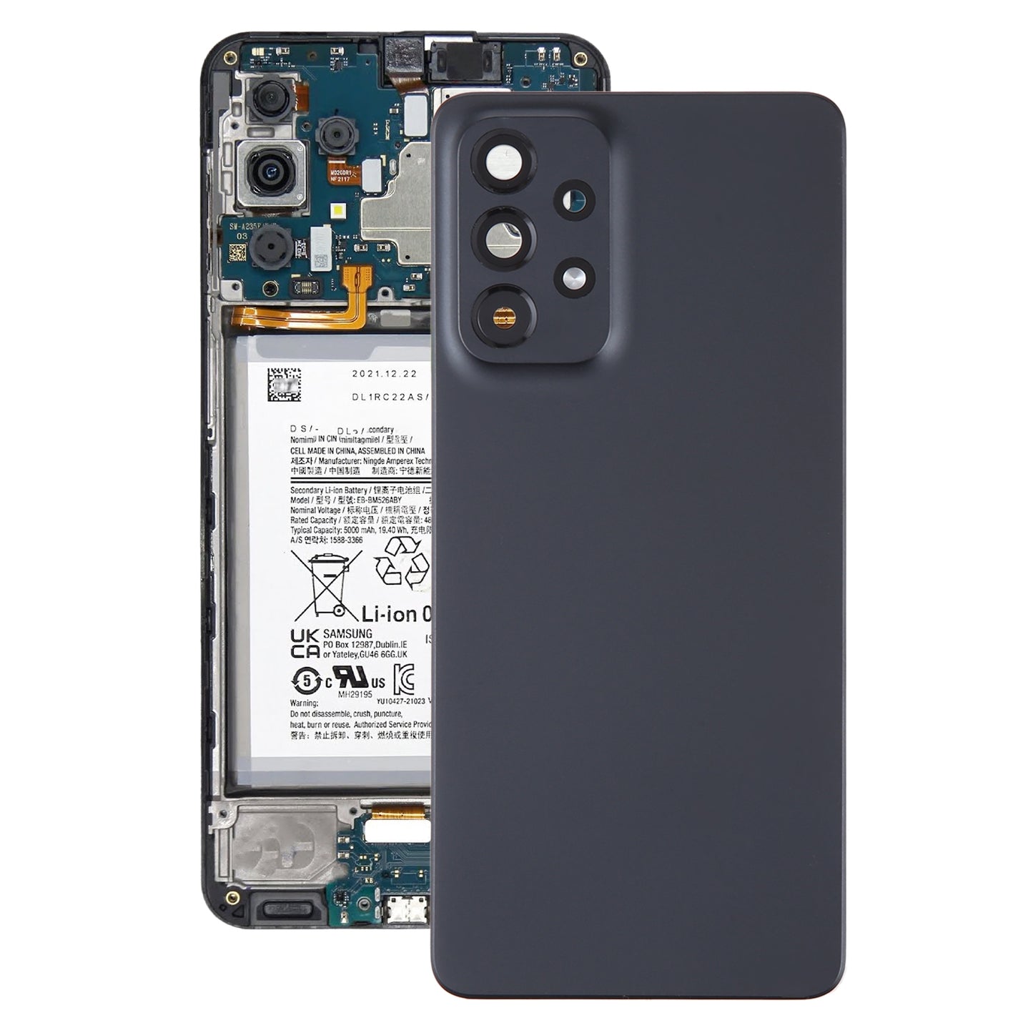 For Samsung Galaxy A53 5G SM-A536B Original Battery Back Cover with Camera Lens Frame(Black)