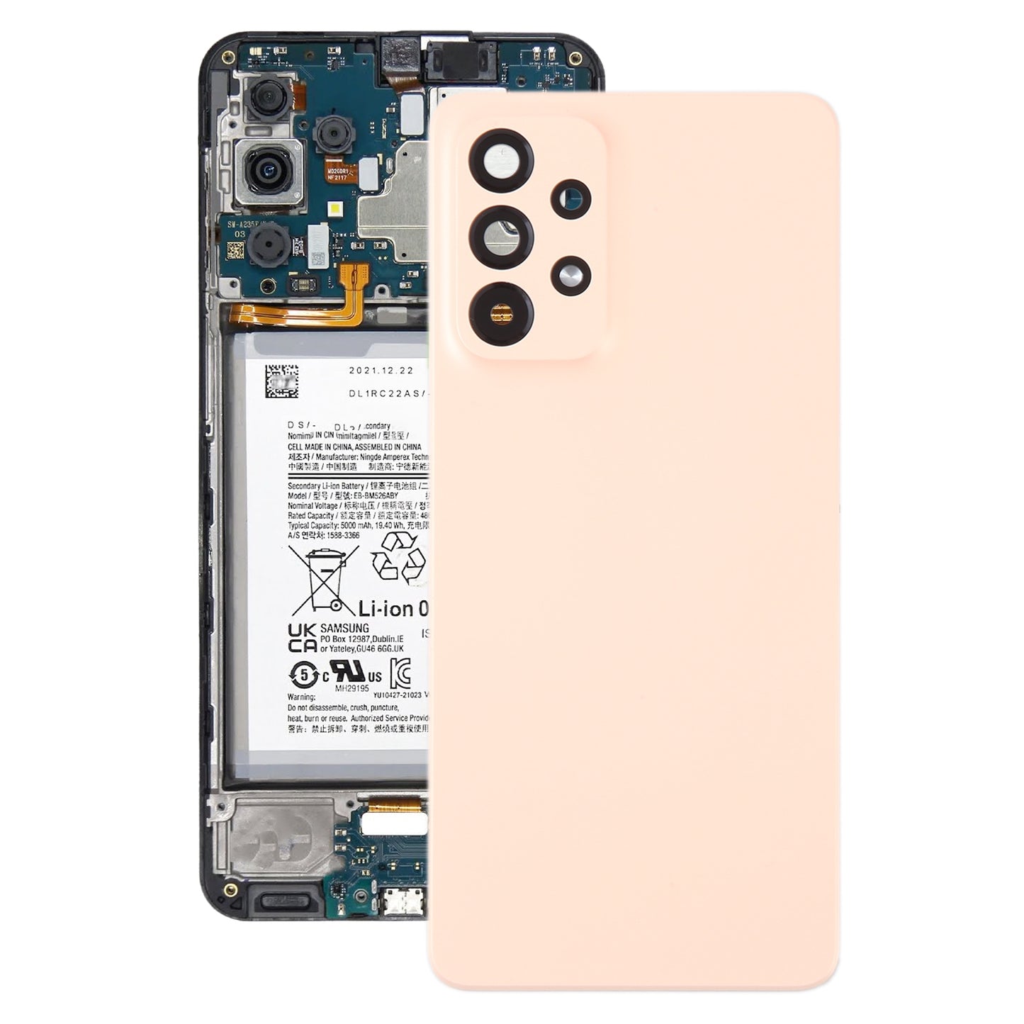For Samsung Galaxy A53 5G SM-A536B Original Battery Back Cover with Camera Lens Frame(Pink)