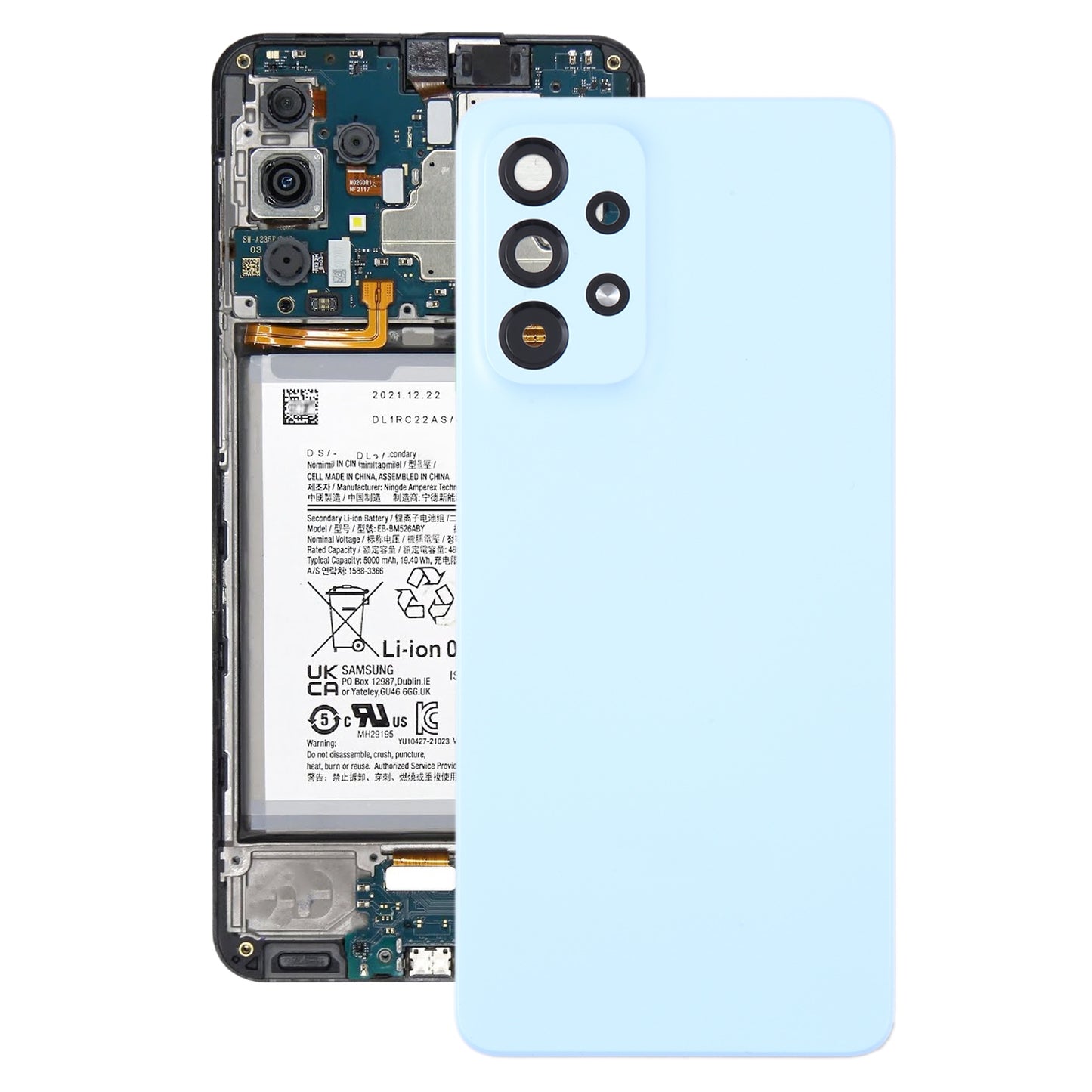 For Samsung Galaxy A53 5G SM-A536B Original Battery Back Cover with Camera Lens Frame(Blue)