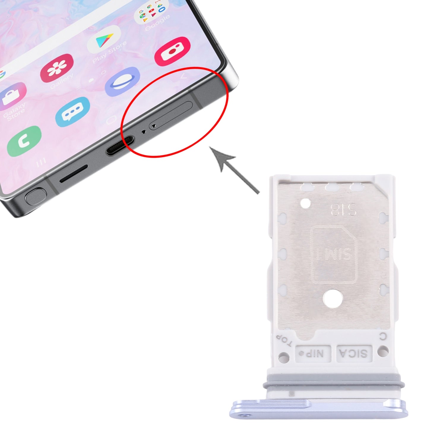 For Samsung Galaxy S25 / S25+ SM-S931/S936 Original SIM Card Tray + SIM Card Tray (Silver)