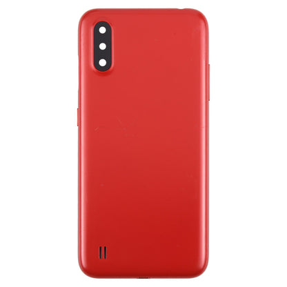 For Samsung Galaxy A01 SM-A015F Battery Back Cover with Camera Lens Frame(Red)