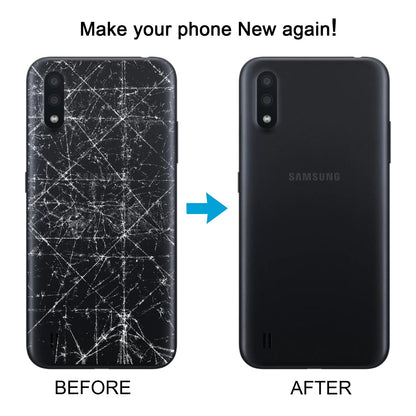 For Samsung Galaxy A01 SM-A015F Battery Back Cover with Camera Lens Frame(Blue)