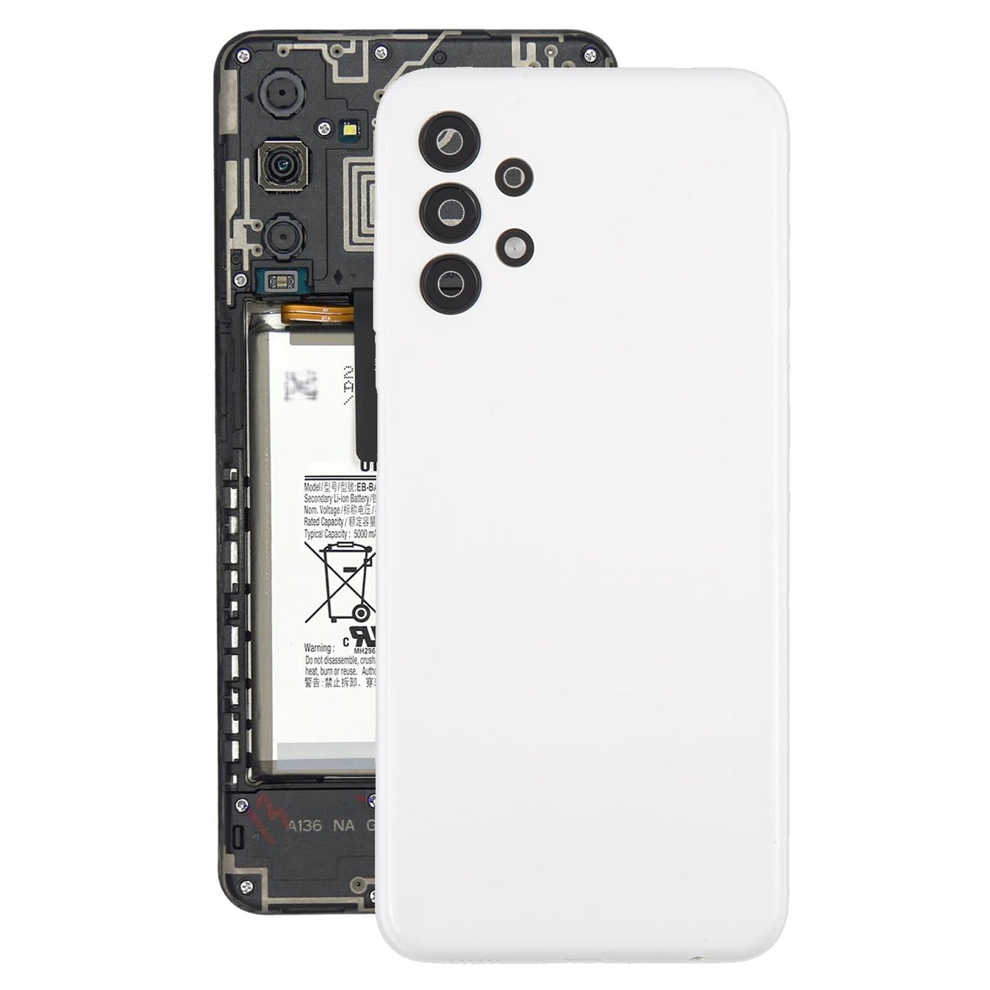For Samsung Galaxy A13 SM-A135F Battery Back Cover with Camera Lens Frame(White)