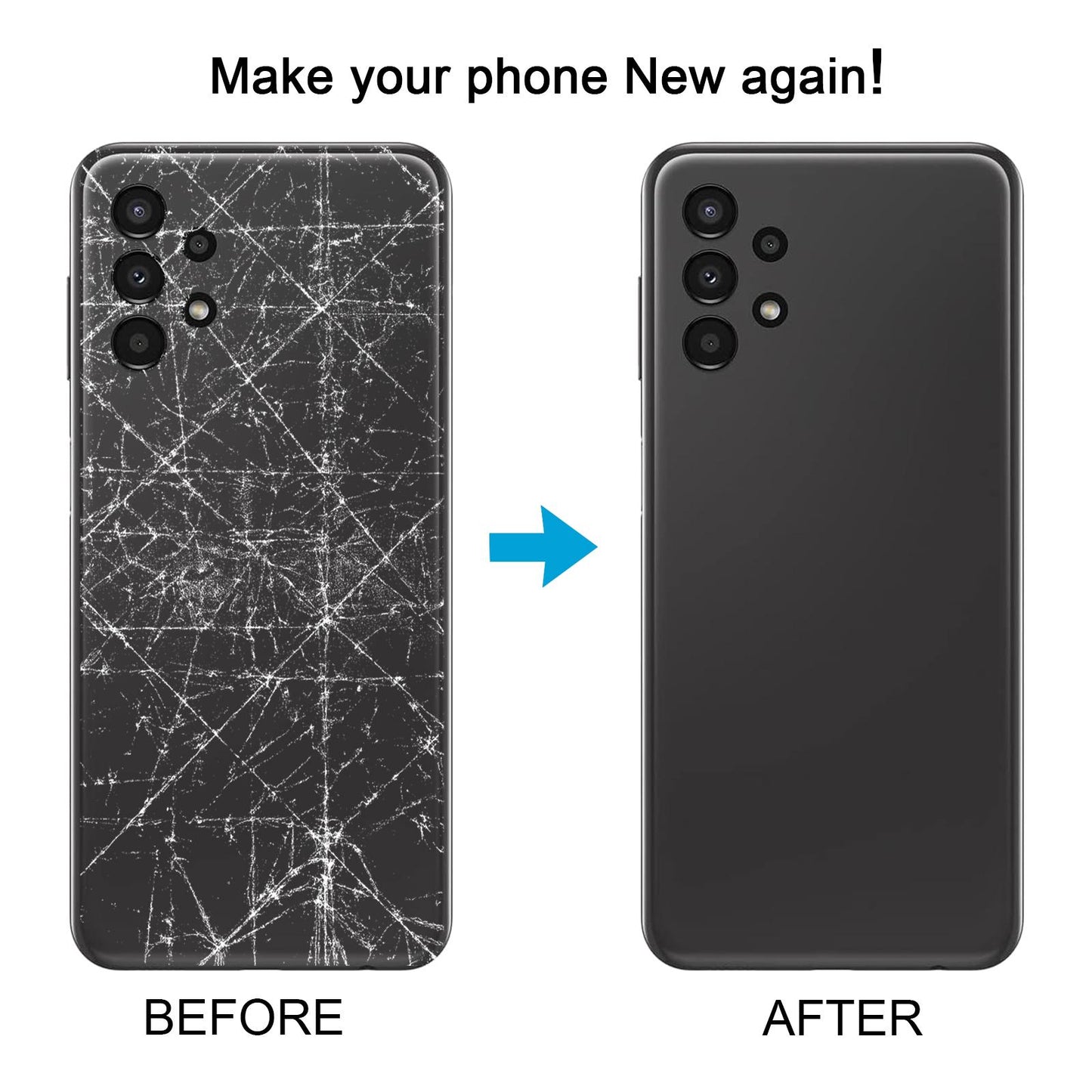 For Samsung Galaxy A13 SM-A135F Battery Back Cover with Camera Lens Frame(Black)