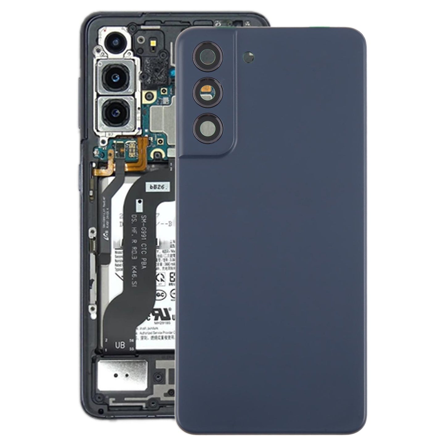 For Samsung Galaxy S21 FE SM-G990B Battery Back Cover with Camera Lens Frame(Blue)