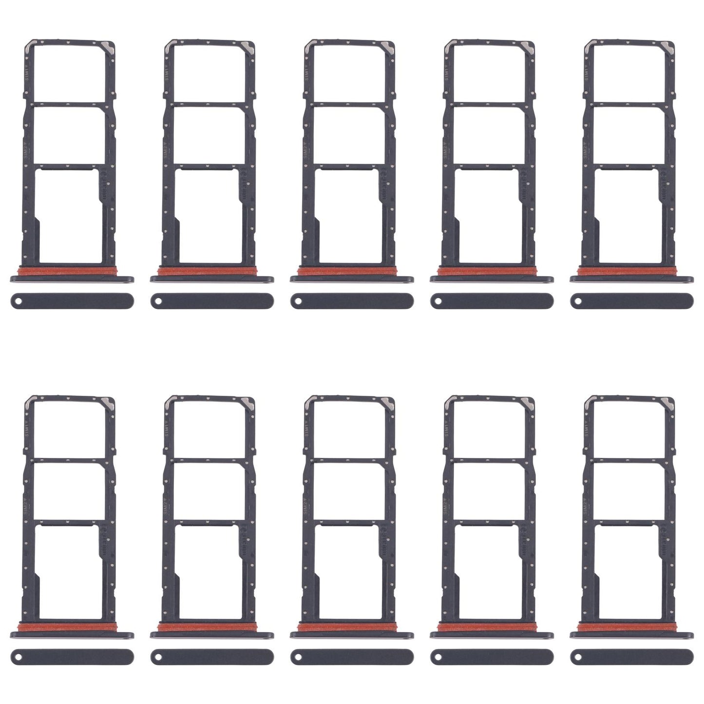 For Samsung Galaxy A07 4G SM-A075F Original 10pcs SIM Card Tray + SIM Card Tray + Micro SD Card Tray (Black)