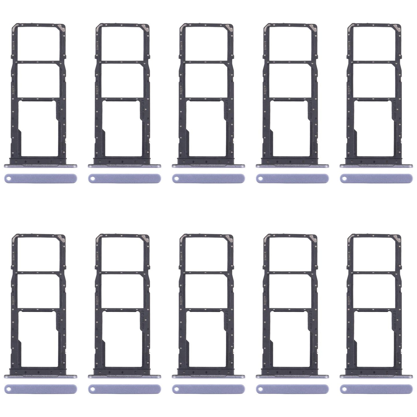For Samsung Galaxy A07 4G SM-A075F Original 10pcs SIM Card Tray + SIM Card Tray + Micro SD Card Tray (Blue)
