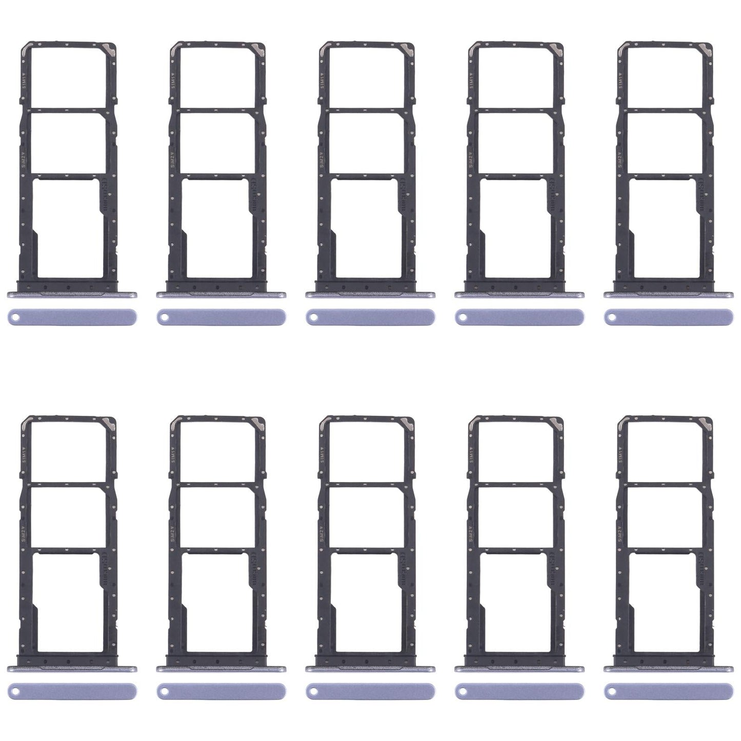 For Samsung Galaxy A07 4G SM-A075F Original 10pcs SIM Card Tray + SIM Card Tray + Micro SD Card Tray (Blue)