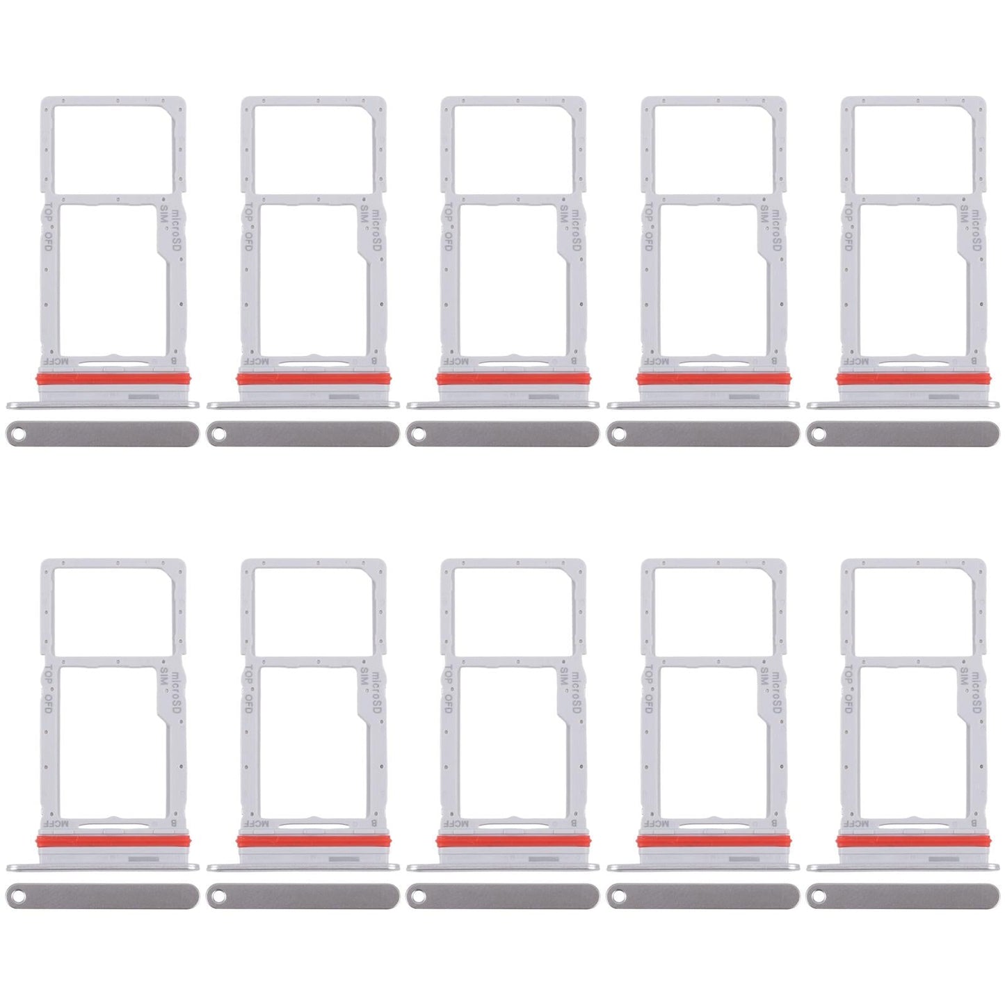 For Samsung Galaxy M36 SM-M366P 10pcs Original SIM + Micro SD Card Tray (Silver)