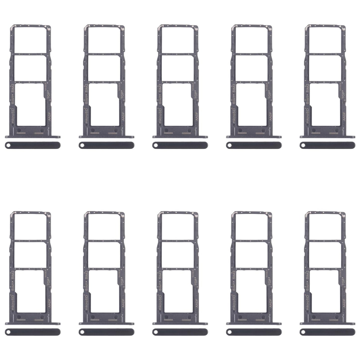 For Samsung Galaxy A14 5G SM-A146B 10pcs Original SIM Card Tray + SIM Card Tray + Micro SD Card Tray (Black)