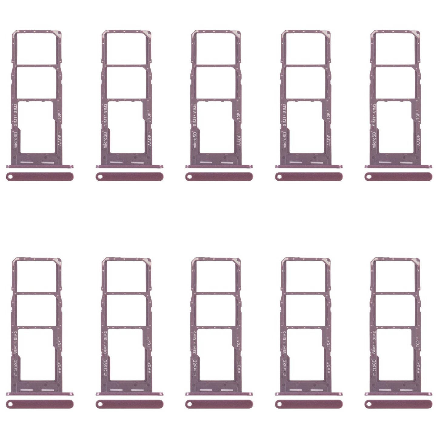 For Samsung Galaxy A14 5G SM-A146B 10pcs Original SIM Card Tray + SIM Card Tray + Micro SD Card Tray (Purple)