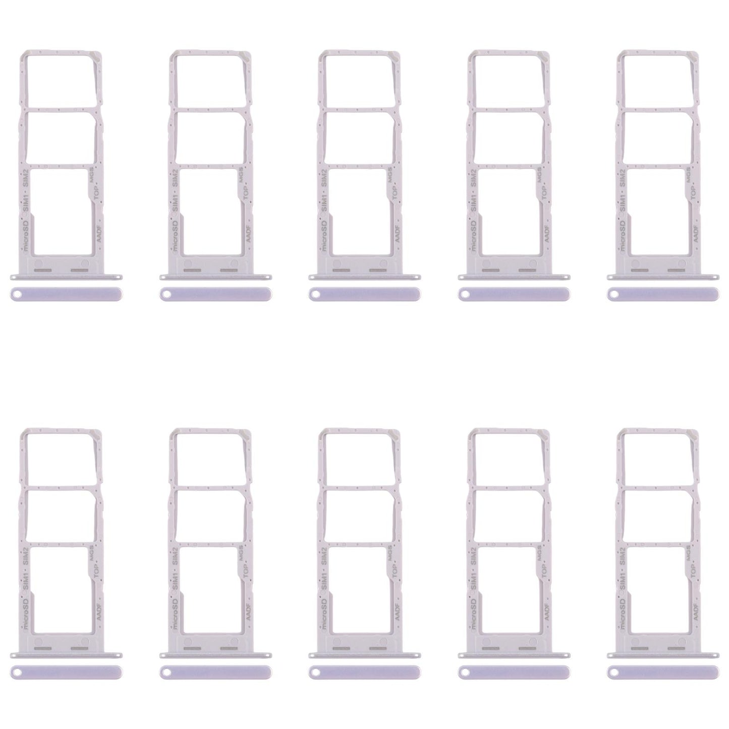 For Samsung Galaxy A14 5G SM-A146B 10pcs Original SIM Card Tray + SIM Card Tray + Micro SD Card Tray (Silver)