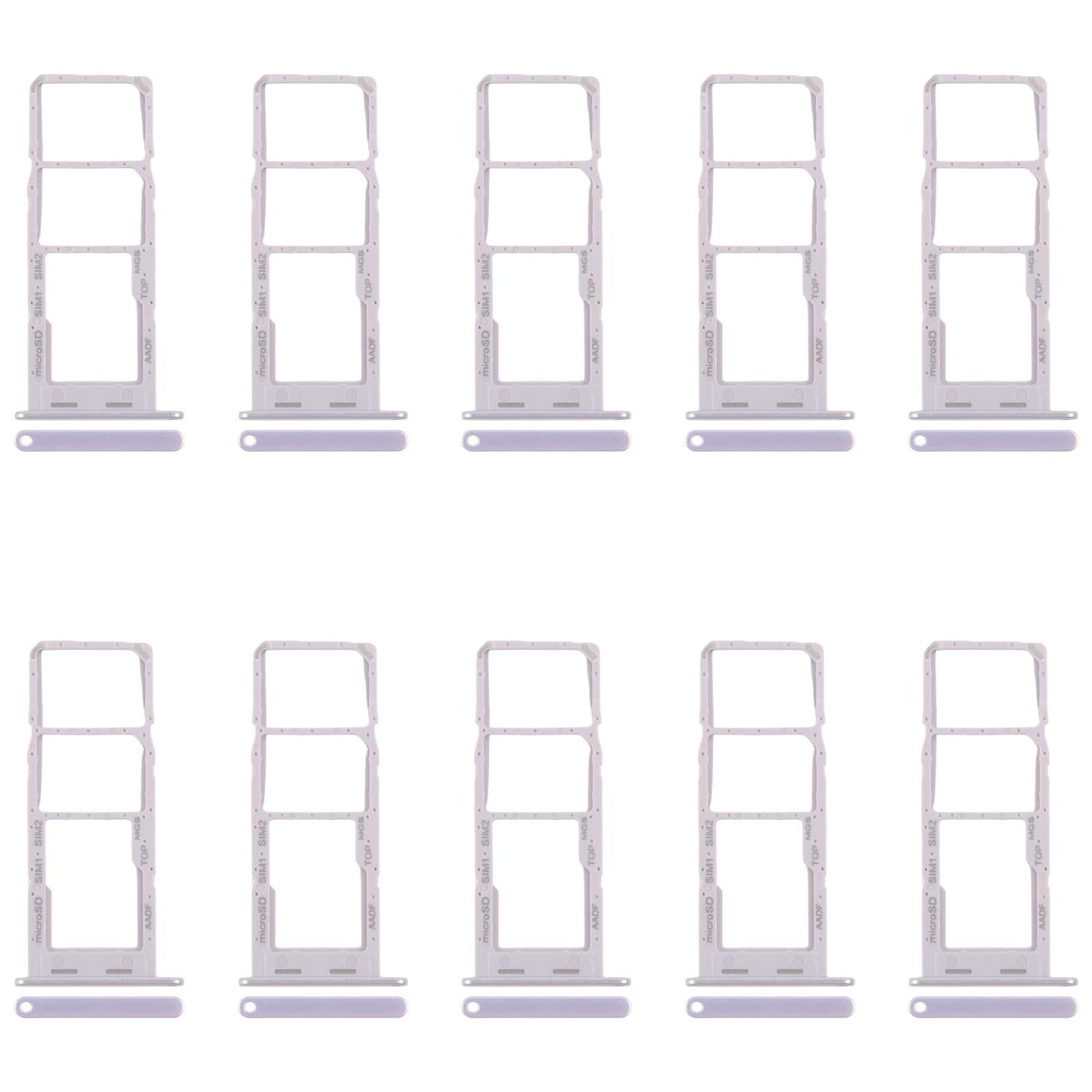 For Samsung Galaxy A14 5G SM-A146B 10pcs Original SIM Card Tray + SIM Card Tray + Micro SD Card Tray (Silver)