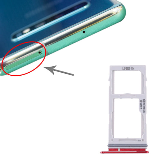 For Samsung Galaxy S10+ / S10 / S10e SIM Card Tray + Micro SD Card Tray (Red)
