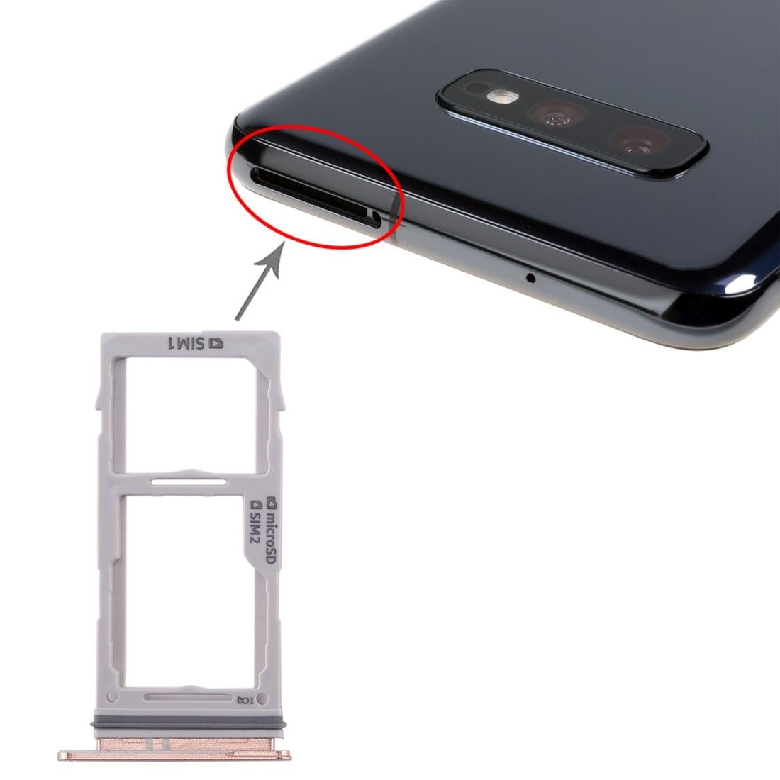 For Galaxy S10+ / S10 / S10e SIM Card Tray + SIM Card Tray / Micro SD Card Tray(Rose Gold)