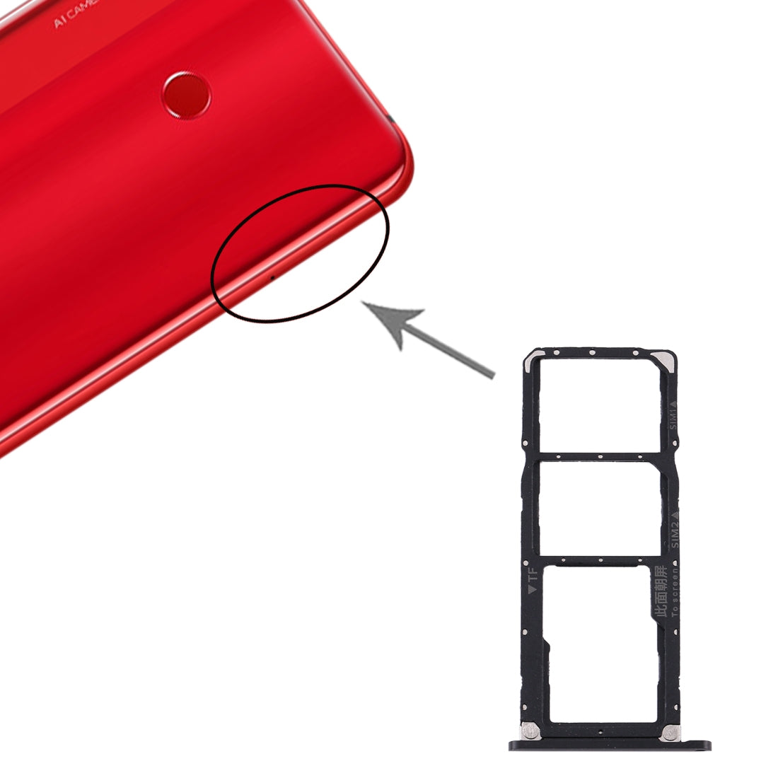 SIM Card Tray + SIM Card Tray + Micro SD Card Tray for Huawei Enjoy Max (Black)