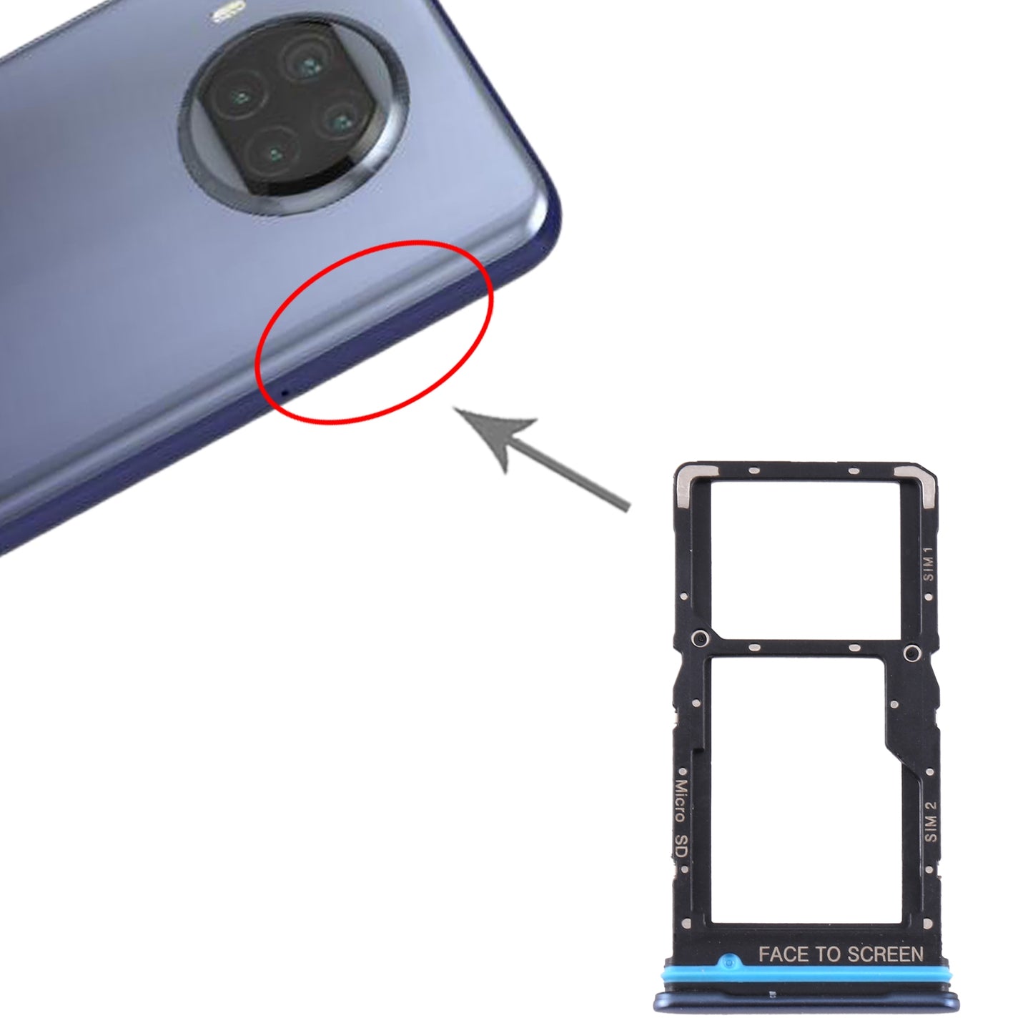 SIM Card Tray + SIM Card Tray / Micro SD Card Tray for Xiaomi Mi 10T Lite 5G (Blue)
