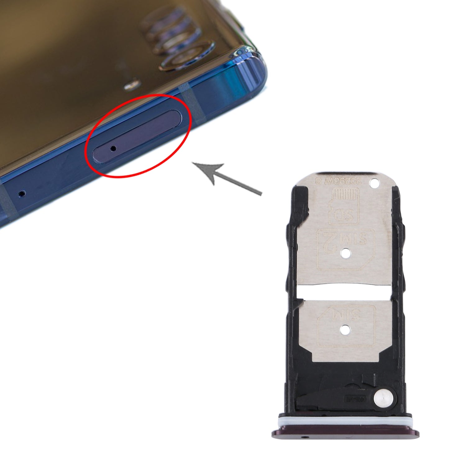 SIM Card Tray + SIM Card Tray / Micro SD Card Tray for Motorola Edge XT2063-3 (Purple)