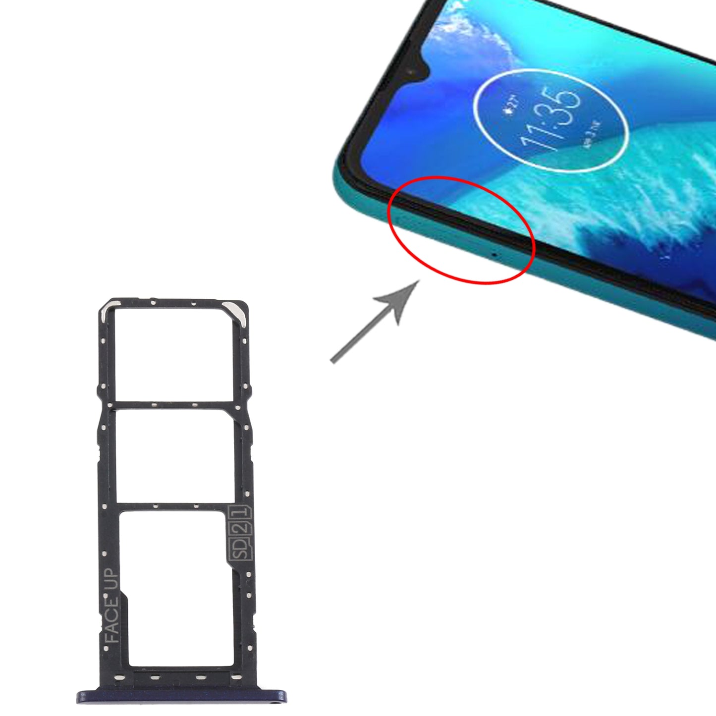 SIM Card Tray + SIM Card Tray + Micro SD Card Tray for Motorola Moto G8 Power Lite (Black)