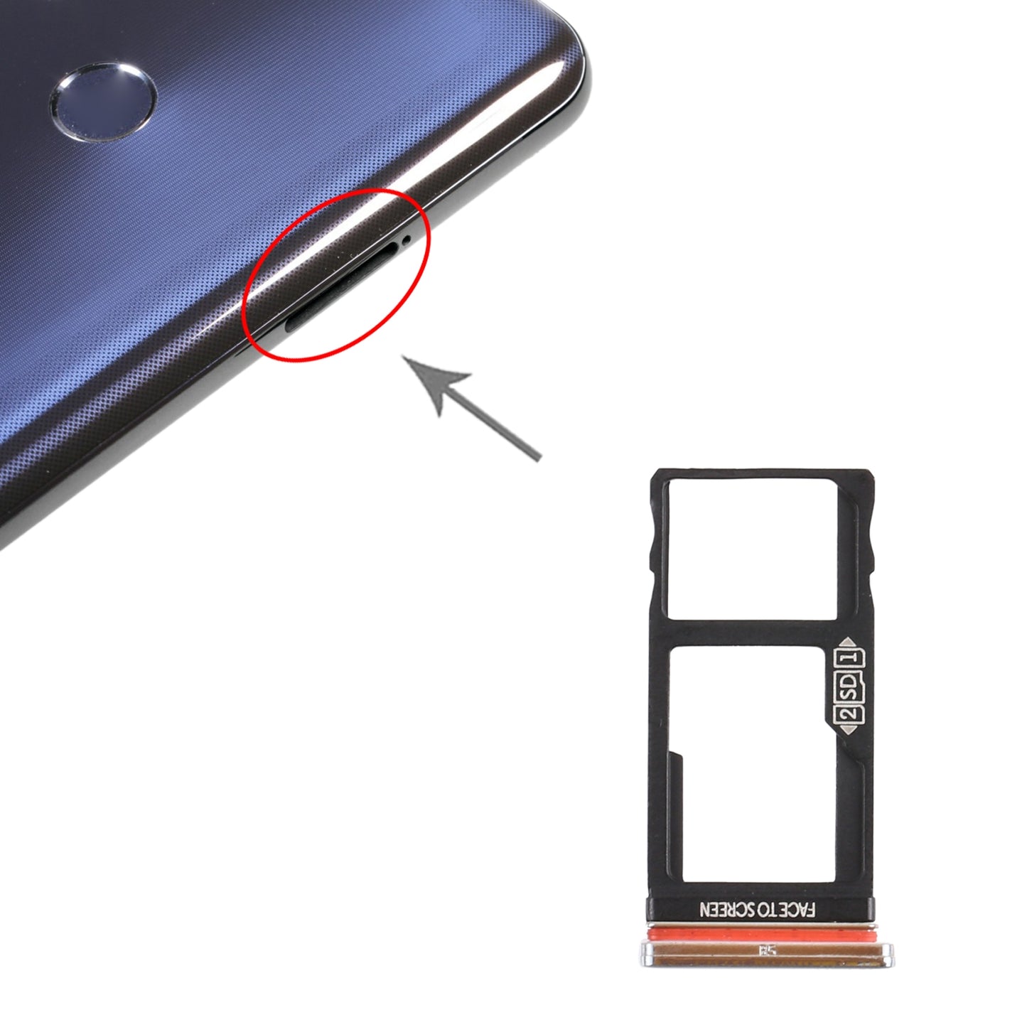 SIM Card Tray + Micro SD Card Tray for Motorola Moto One Action XT2013-1 XT2013-2 XT2013-4 (Silver)