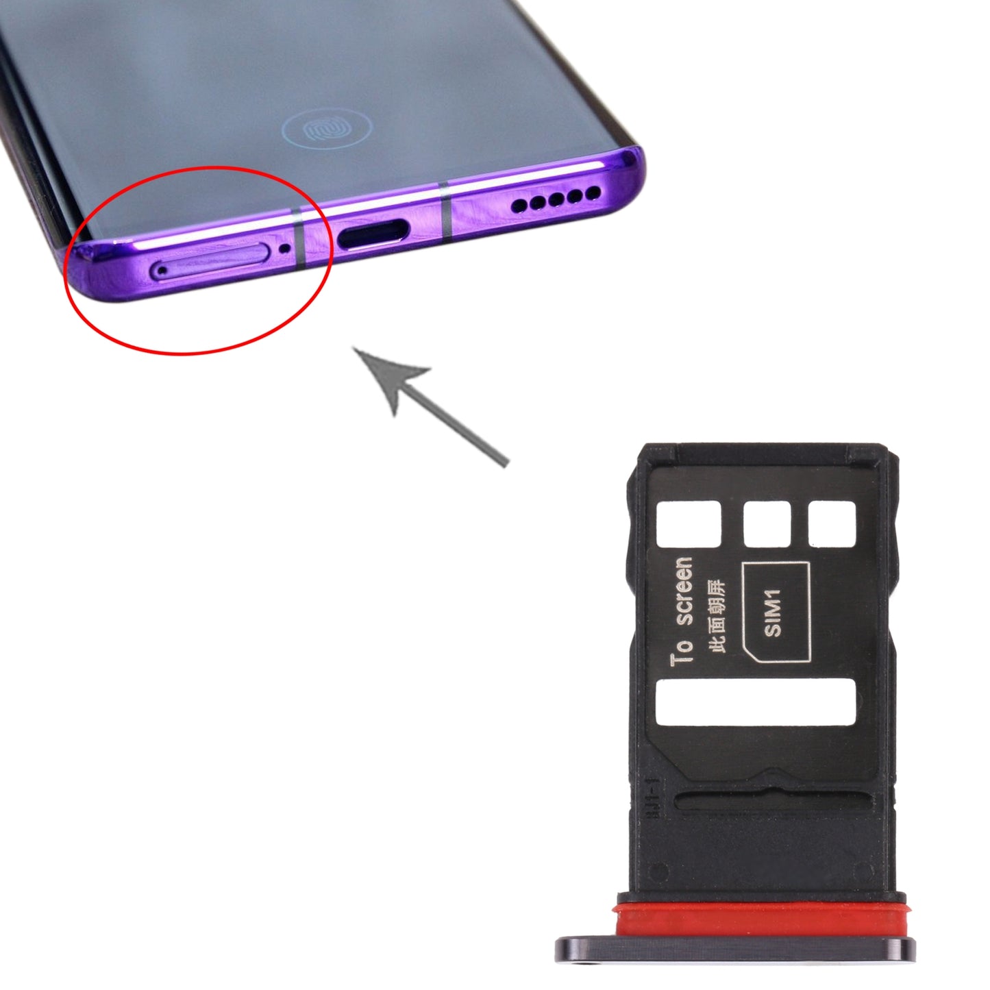 SIM Card Tray + SIM Card Tray for Honor 30 Pro (Black)