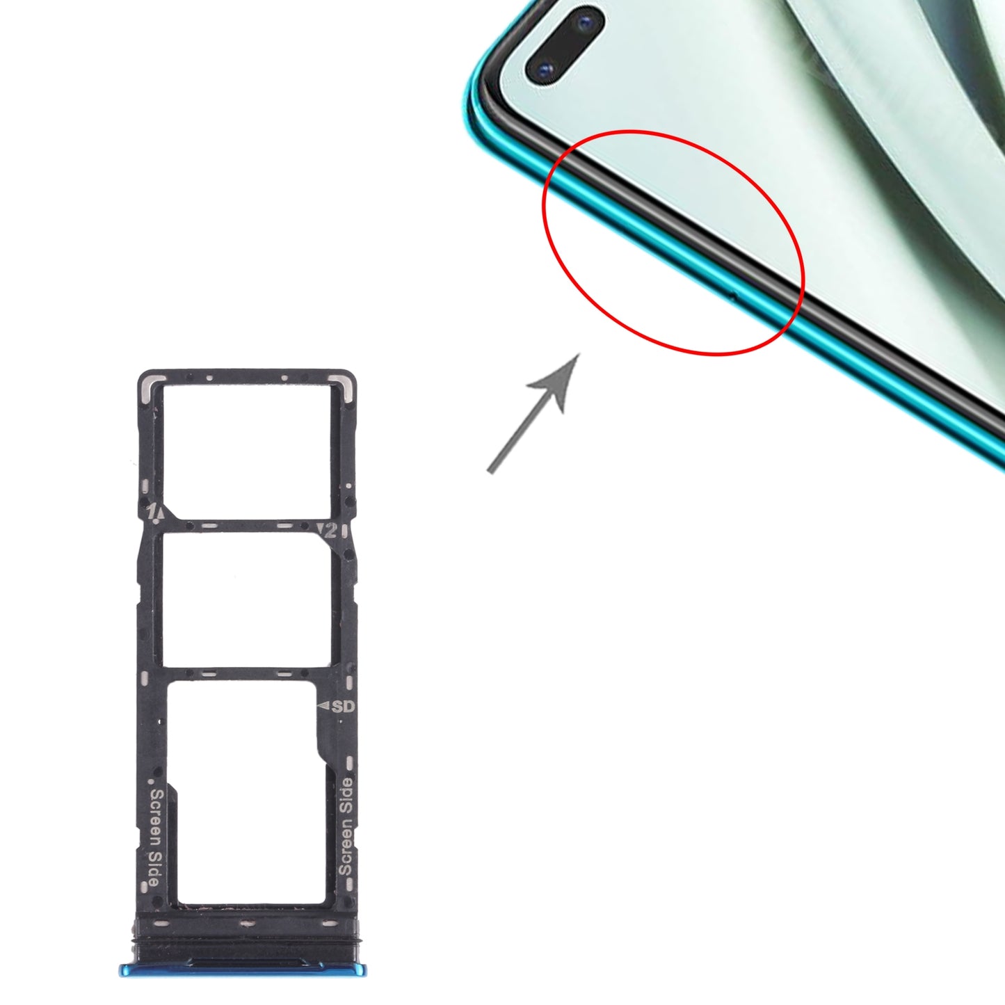 For infinix Note 8 X692 SIM Card Tray + SIM Card Tray + Micro SD Card Tray (Green)