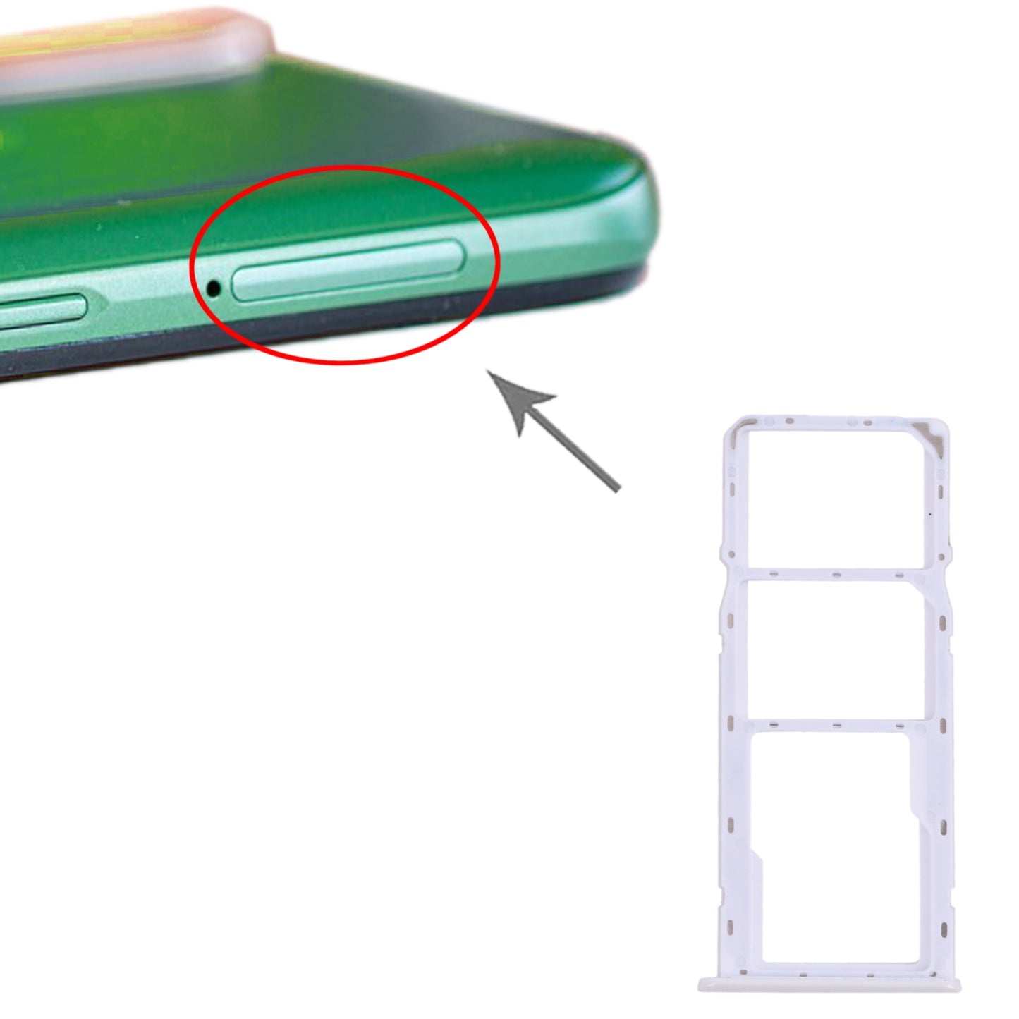 For OPPO Realme 6i / Realme Narzo 10 SIM Card Tray + SIM Card Tray + Micro SD Card Tray (White)