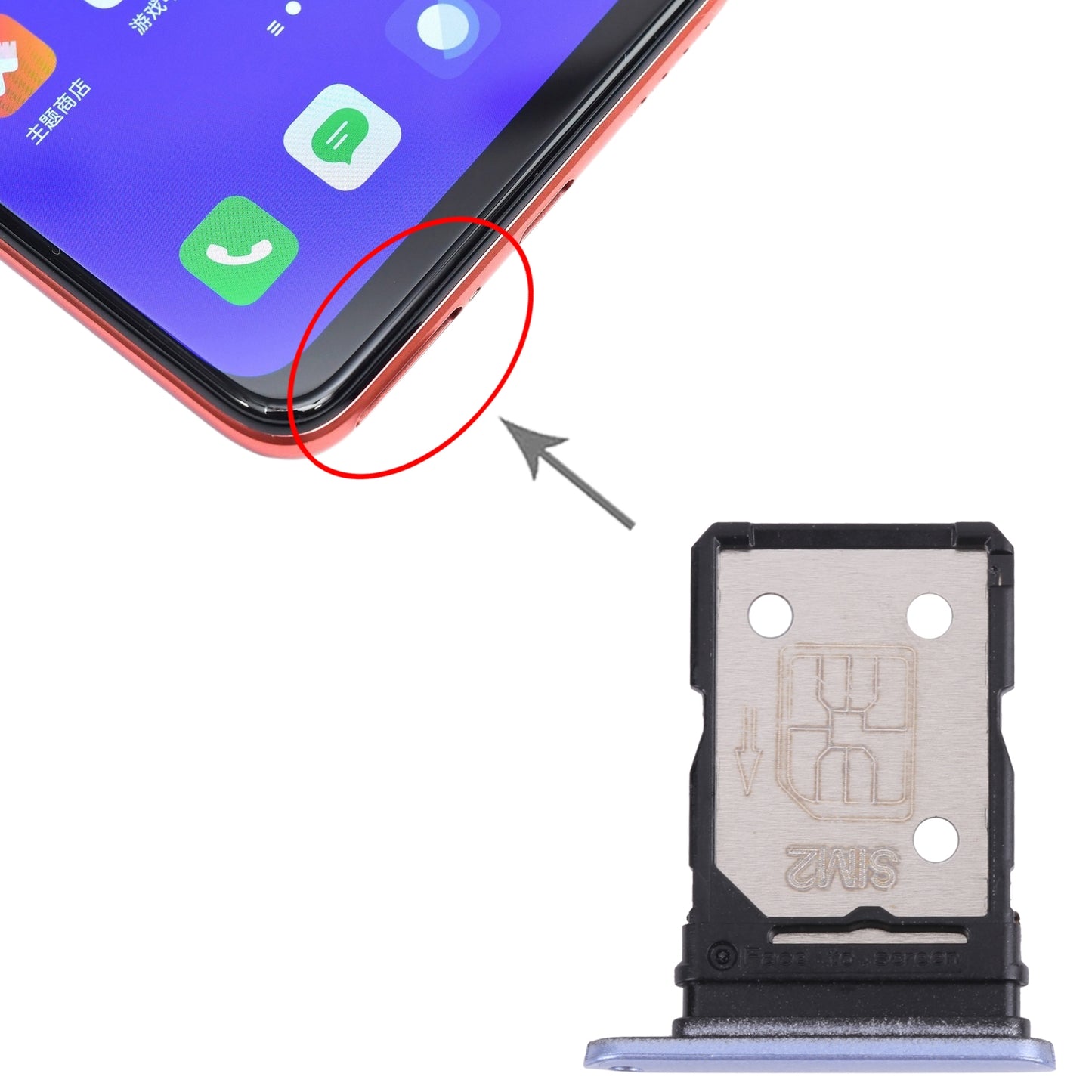 For OPPO Realme V15 5G SIM Card Tray + SIM Card Tray (Silver)